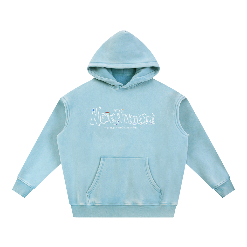 Neurodivergent: Snow Wash Fleece Oversize Hoodie