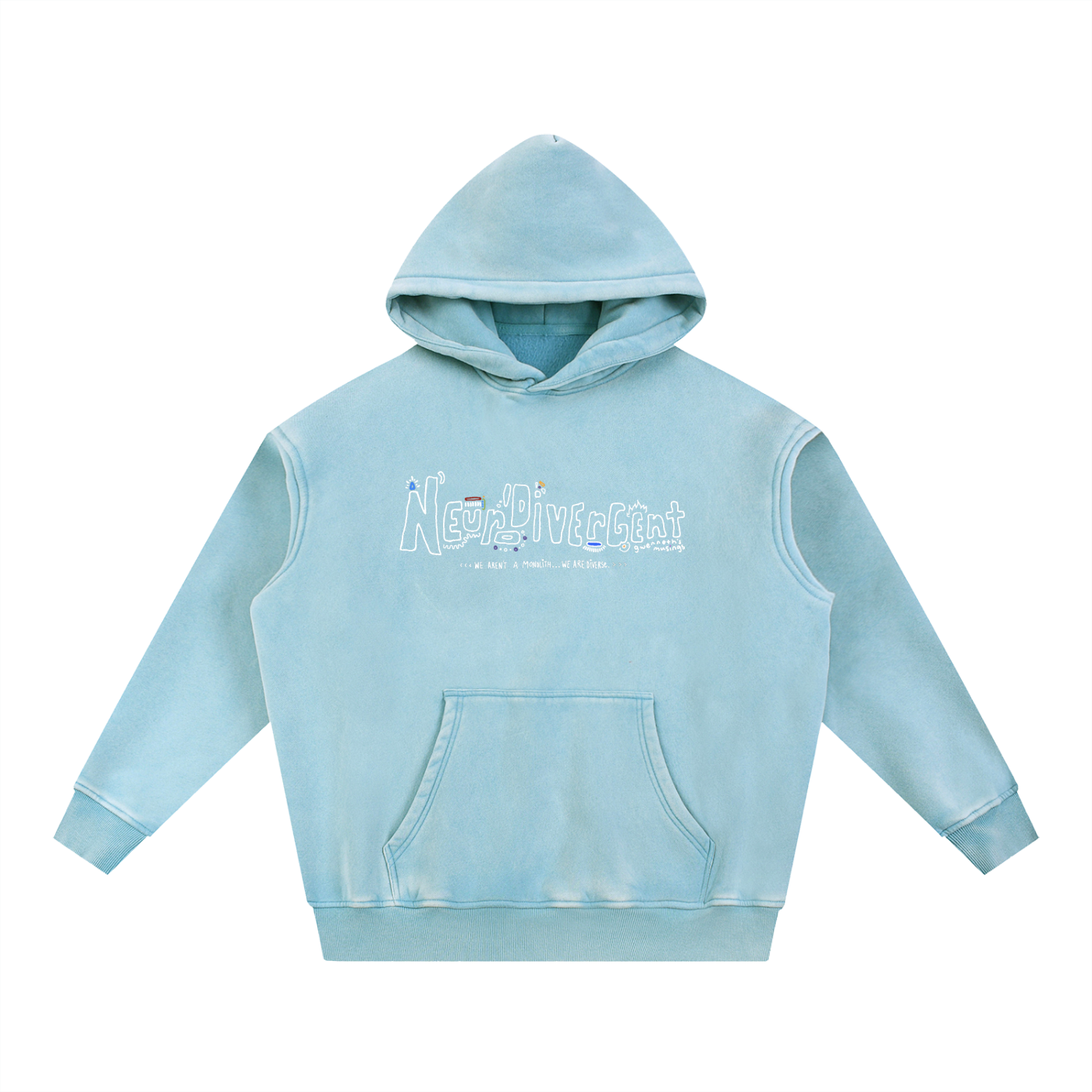 Neurodivergent: Snow Wash Fleece Oversize Hoodie